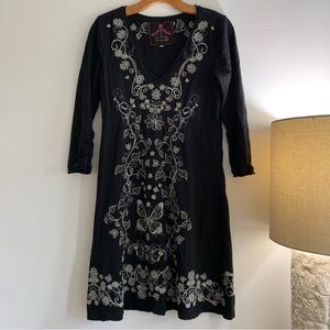 JOHNNY WAS JW Dress embroidered black